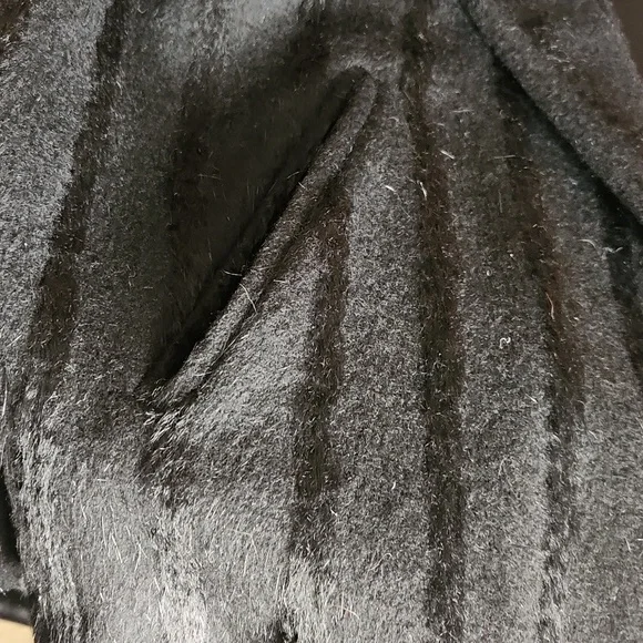 Vintage Cele black faux fur button-down winter jacket coat Large